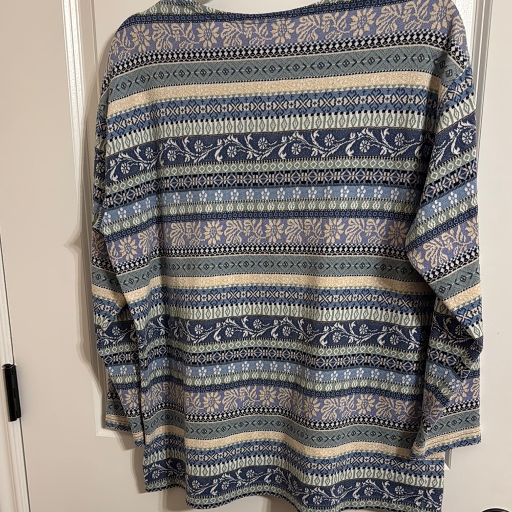 Blue Patterned Vintage Pullover - image 5